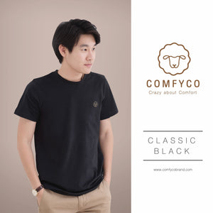 [Men] Comfyco Classic Tee Crew Neck - Black (ปักโลโก้)