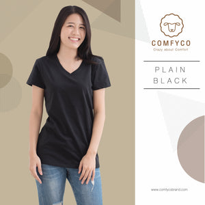 [Women] Comfyco Plain Tee V NECK - BLACK (ไม่ปักโลโก้)