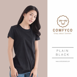 [Women] Comfyco Plain Tee CREW NECK - BLACK (ไม่ปักโลโก้)